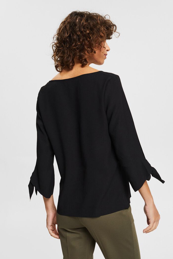Stretch blouse with open edges, BLACK, detail image number 3