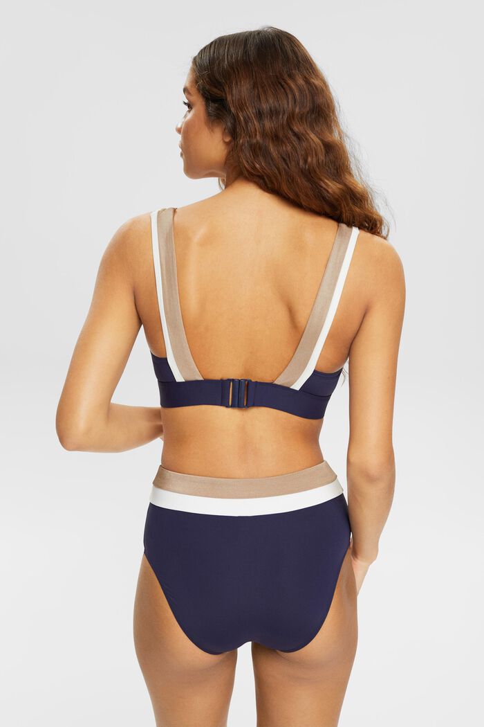 Tri-colour padded bikini top, NAVY, detail image number 2