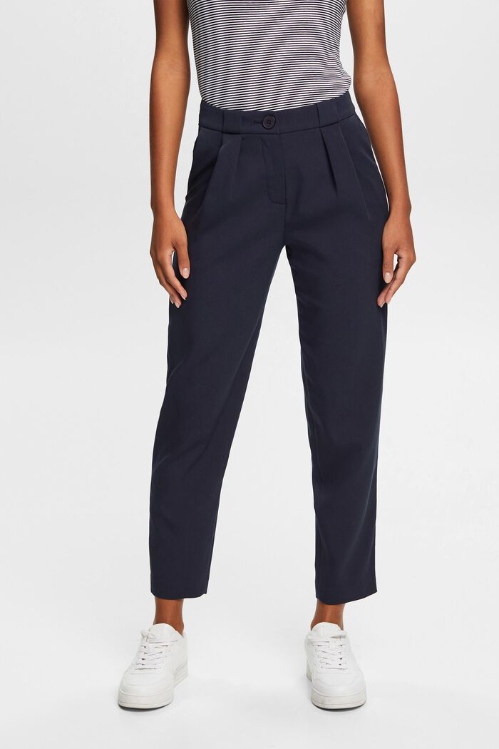 Spring twill cropped trousers, NAVY, detail image number 0
