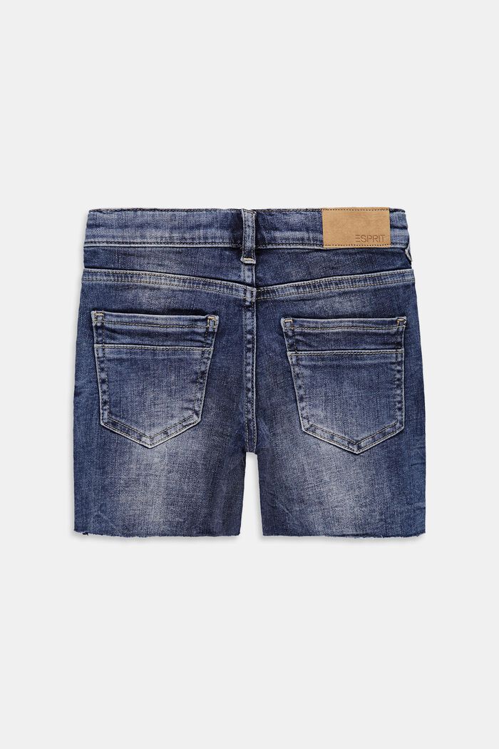 Worn-effect denim shorts with an adjustable waistband, BLUE MEDIUM WASHED, detail image number 1