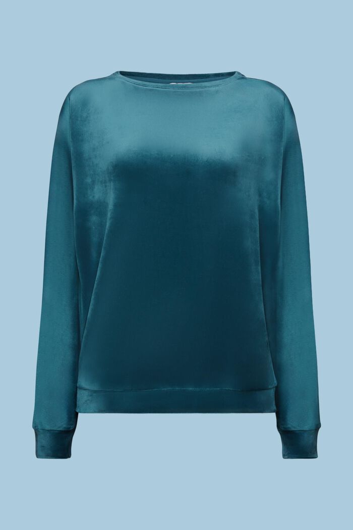 Velvet Loungewear Sweatshirt, PETROL BLUE, detail image number 5