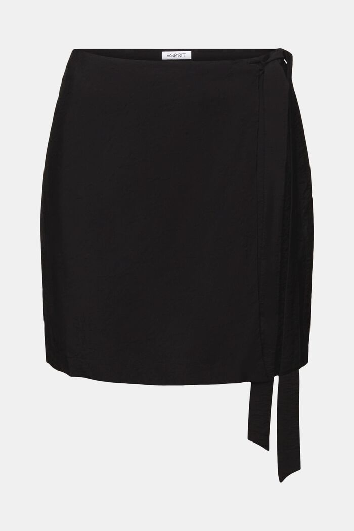 Crinkled Wrap Mini Skirt, BLACK, detail image number 5
