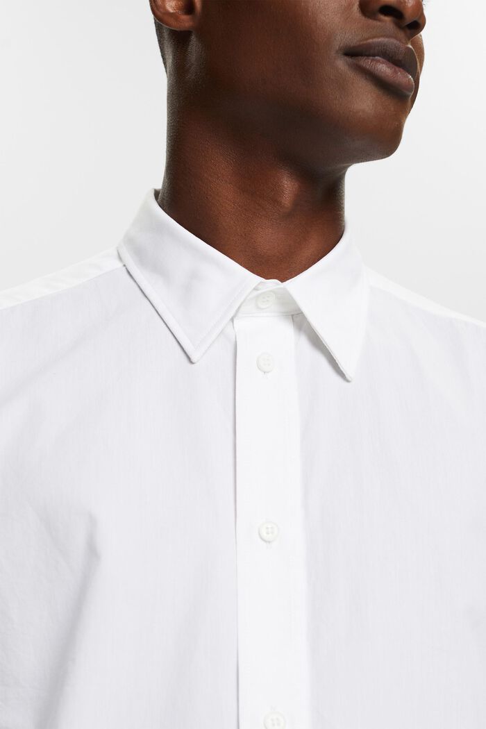 Cotton Poplin Short-Sleeve Shirt, WHITE, detail image number 3