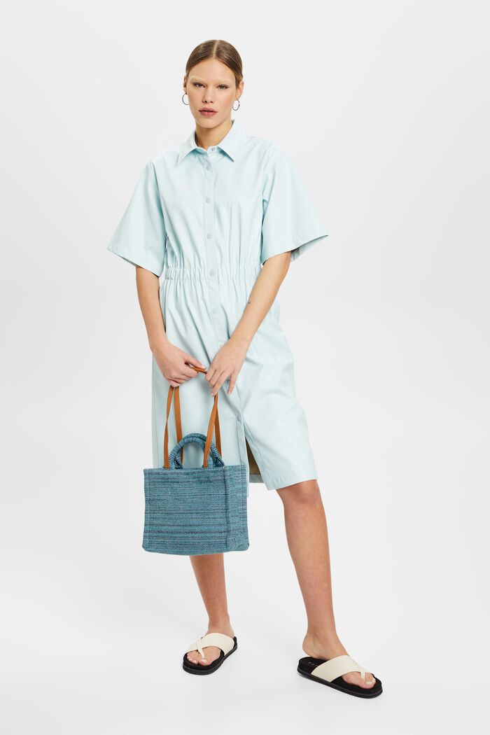Small shopper bag in multi-coloured design, TEAL GREEN, detail image number 4