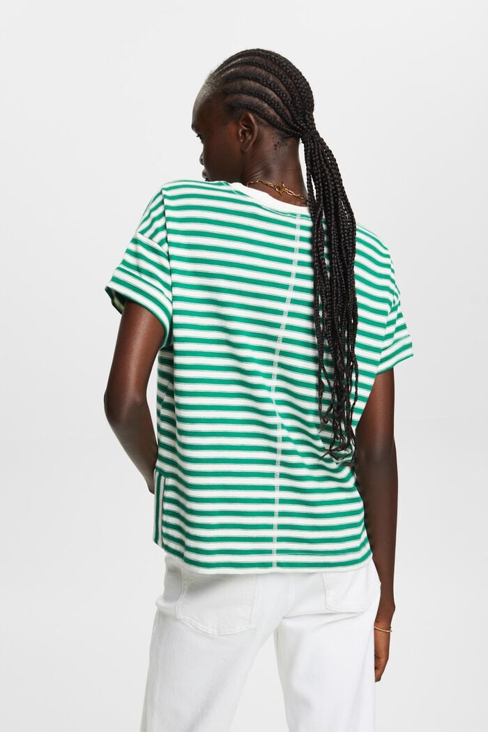Striped t-shirt, 100% cotton, DARK GREEN, detail image number 3