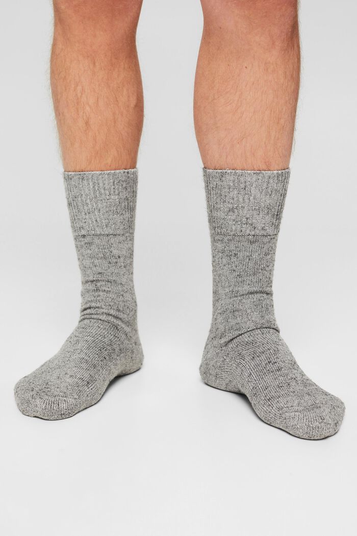 Melange cotton blend socks, LIGHT GREY MELANGE, detail image number 2