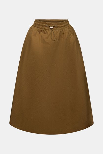 Drawstring Cotton-Blend Midi Skirt