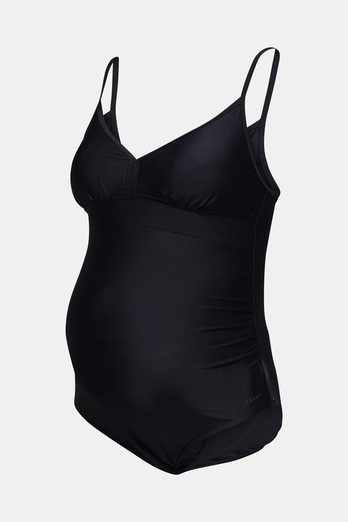 Swimsuit with a V-neckline, BLACK, overview