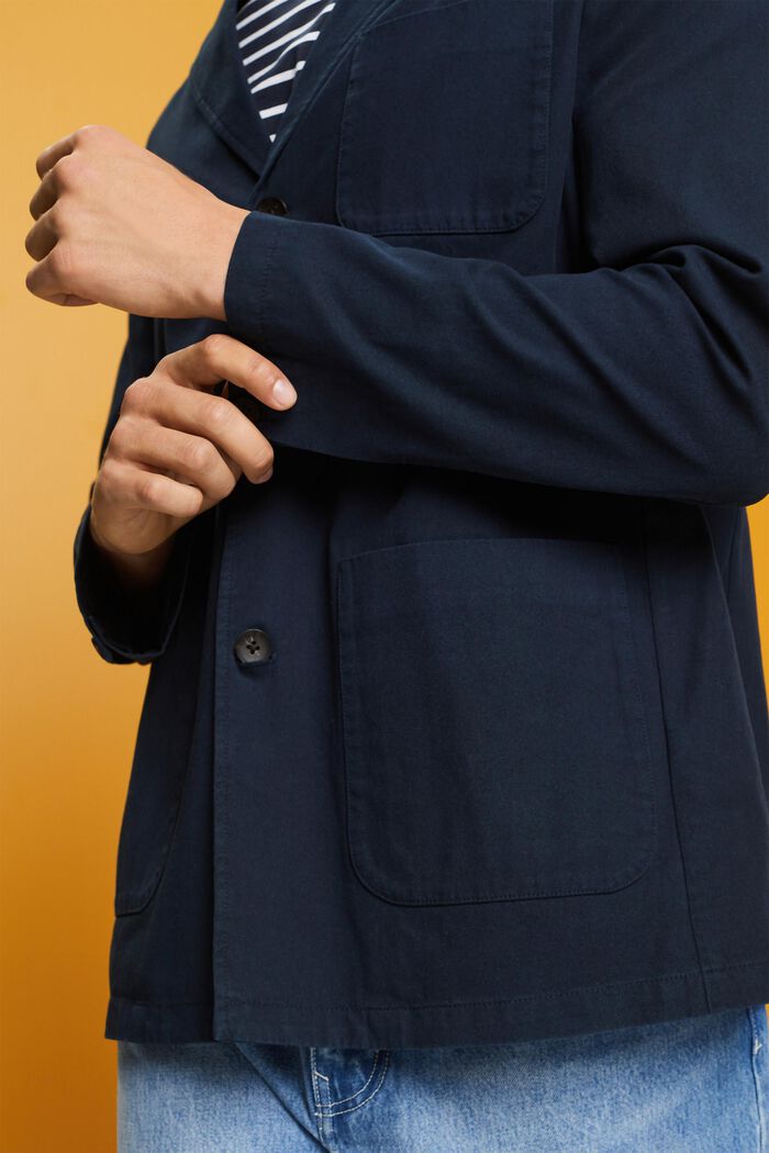 Cotton-Twill Blazer Jacket, NAVY, detail image number 2