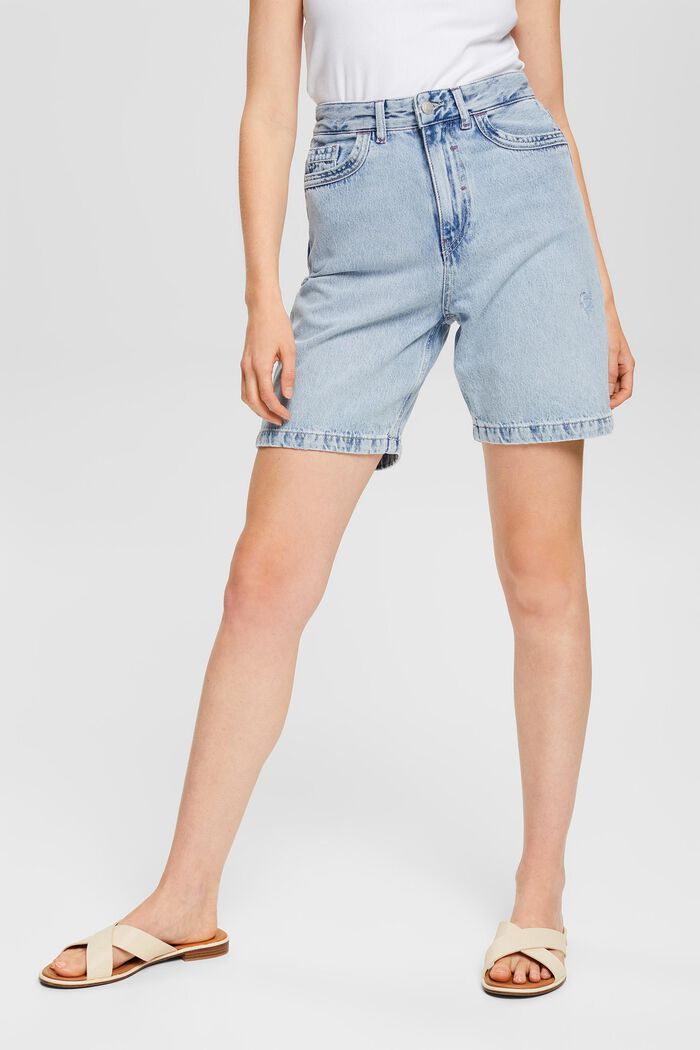Denim shorts made of 100% organic cotton, BLUE LIGHT WASHED, detail image number 0