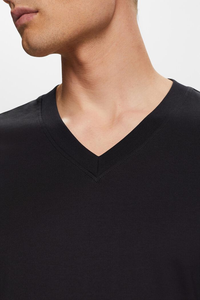 Jersey V-neck t-shirt, 100% cotton, BLACK, detail image number 2