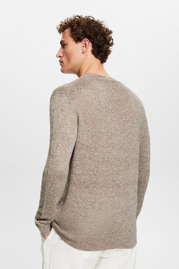 Linen Crewneck Sweater, LIGHT BROWN, detail image number 2
