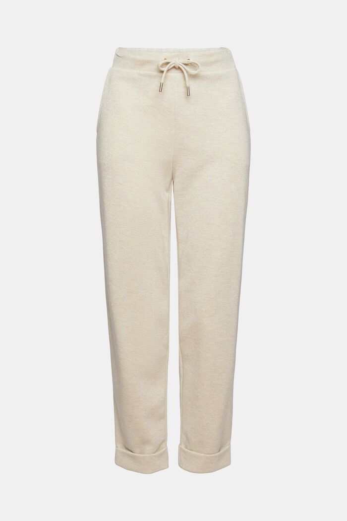 Tracksuit bottoms with glitter, LIGHT TAUPE, overview