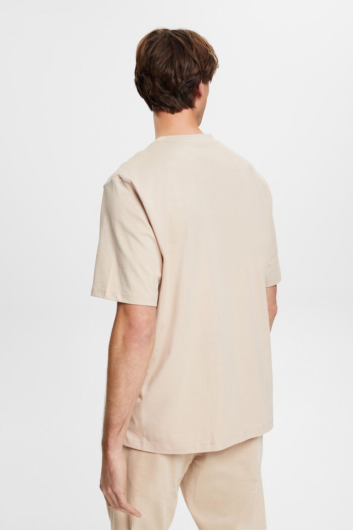 Cotton crewneck T-shirt, LIGHT TAUPE, detail image number 3
