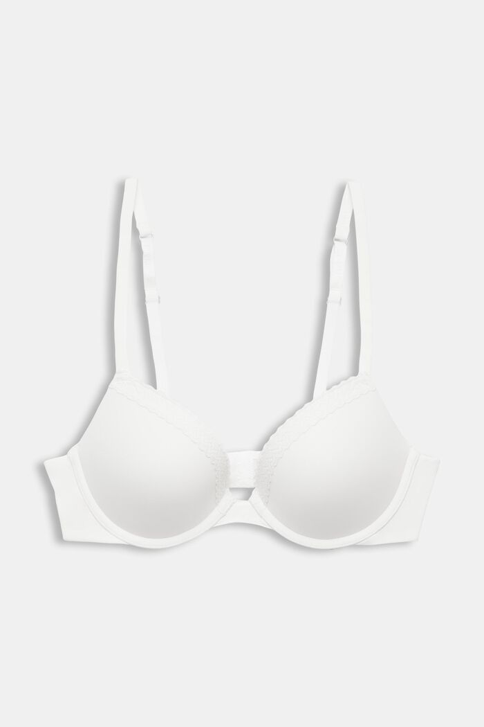 Lace Band Microfiber Push-Up Bra, OFF WHITE, detail image number 4