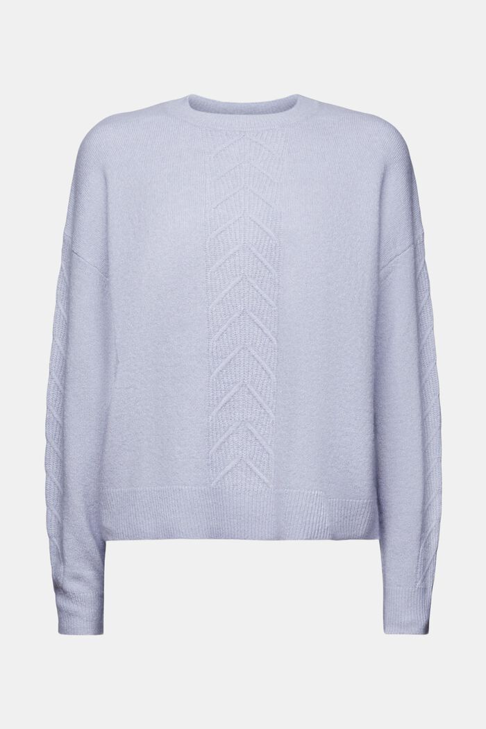 Crewneck Knit Sweater, LIGHT BLUE LAVENDER, detail image number 6