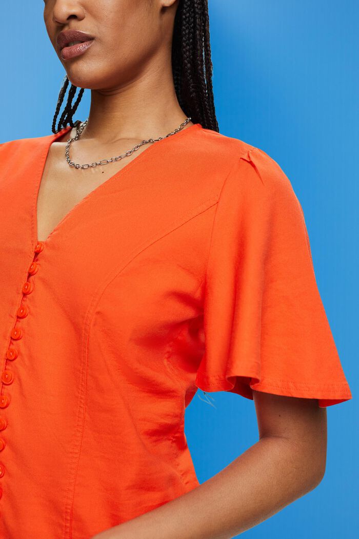 Waisted blouse with buttons, ORANGE RED, detail image number 2