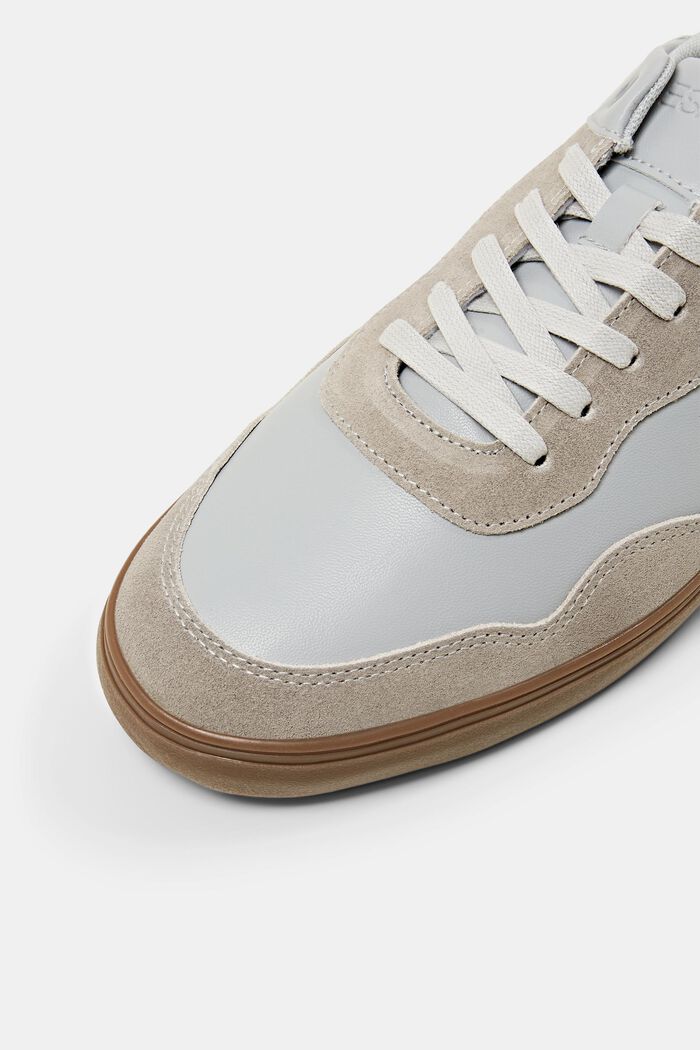 Faux Leather Sneakers, LIGHT GREY, detail image number 3