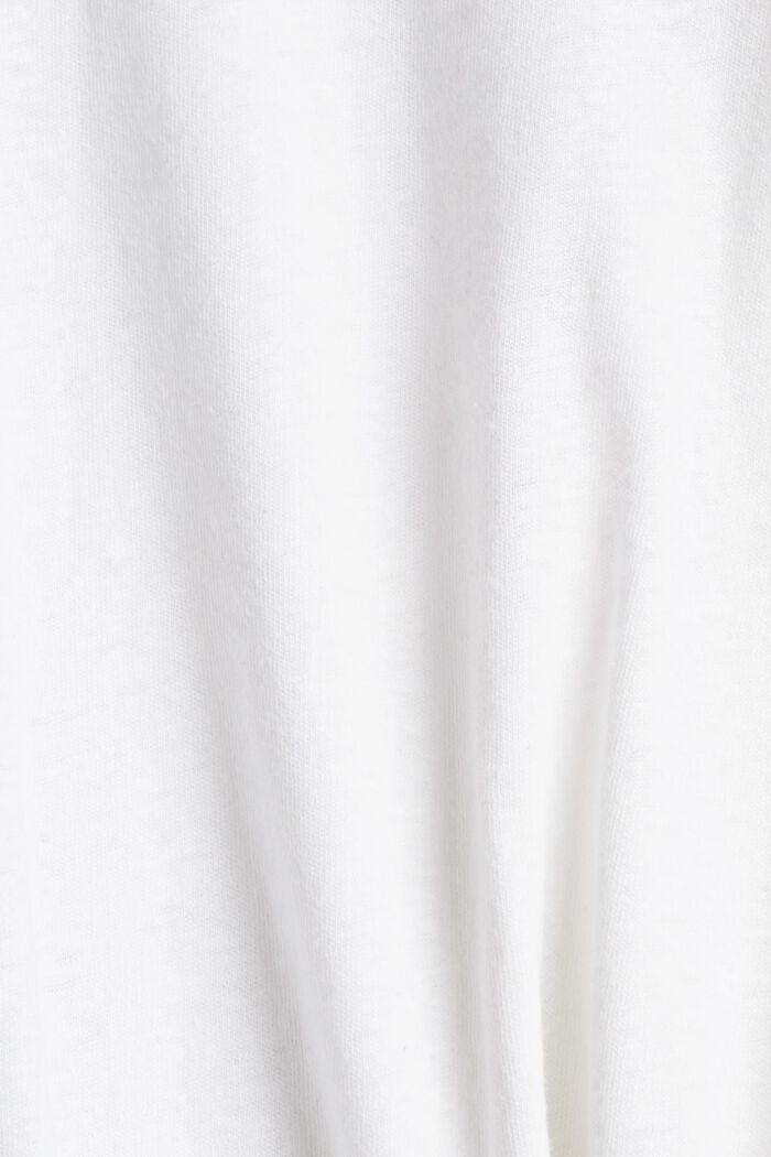 Made of blended linen: long sleeve top with a button placket, WHITE, detail image number 4