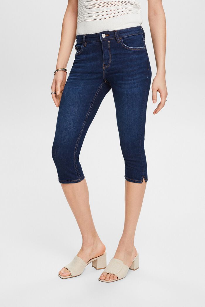 Capri jeans made of organic cotton, BLUE DARK WASHED, detail image number 0