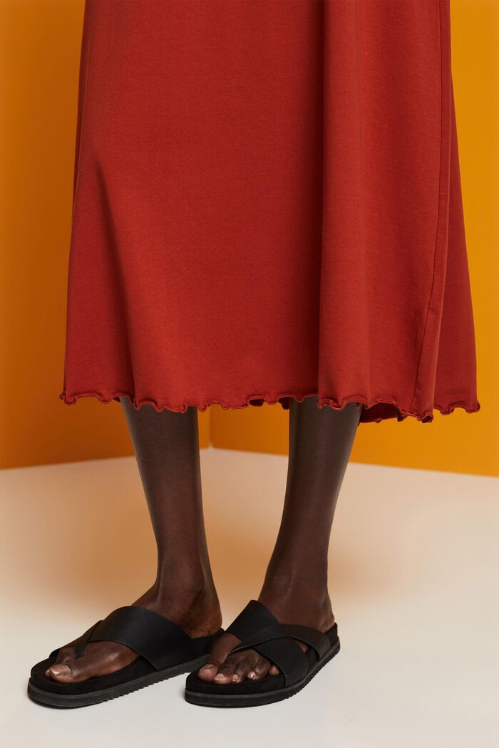 Jersey midi skirt, sustainable cotton, TERRACOTTA, detail image number 2