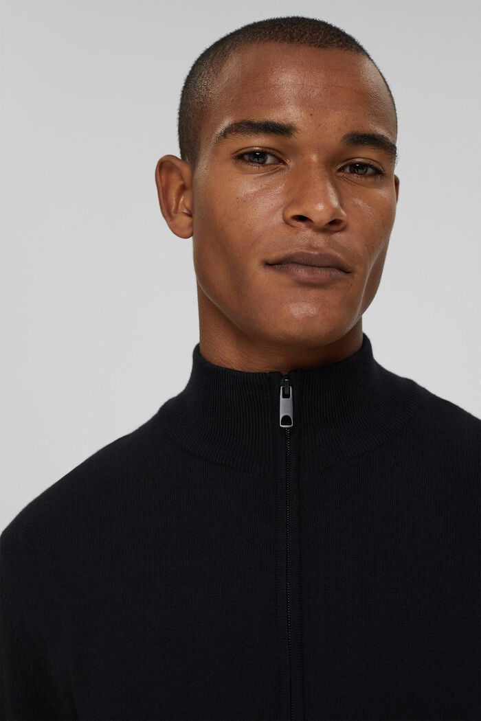 Cashmere blend:  zip cardigan, BLACK, detail image number 5
