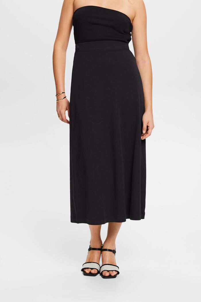 Jersey Midi Skirt, BLACK, detail image number 0