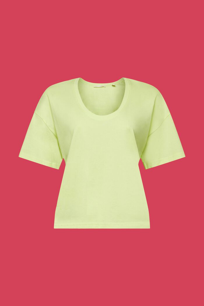 Cropped oversize t-shirt, 100% cotton, LIME YELLOW, detail image number 6