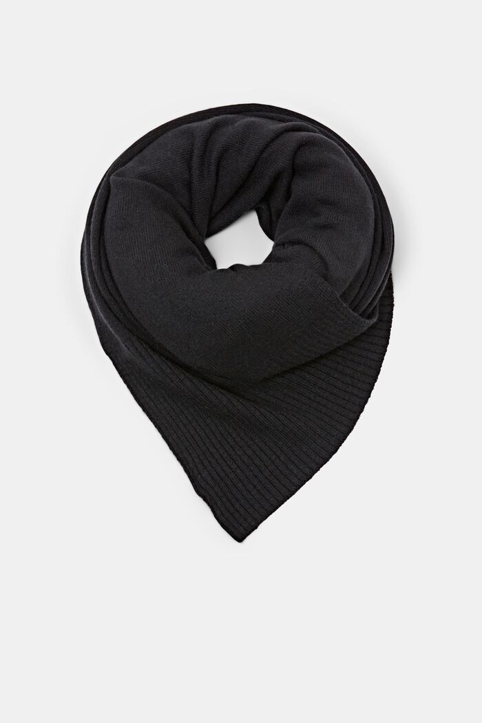 Knit Scarf, LENZING™ ECOVERO™, BLACK, detail image number 0