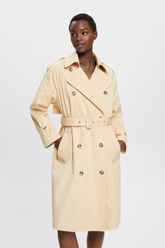 Belted Double-Breasted Trench Coat, SAND, detail image number 0