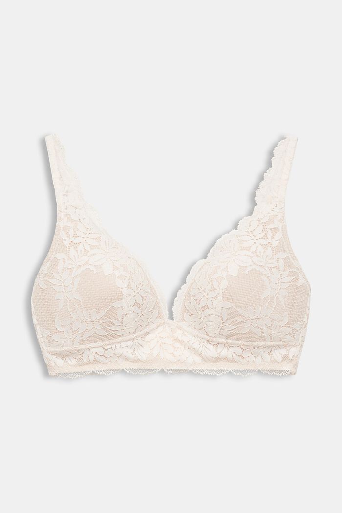 Non-wired push-up bra made of lace, SAND, detail image number 1