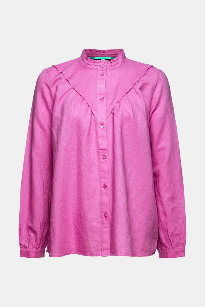 Blouse in blended linen, PINK FUCHSIA, detail image number 5
