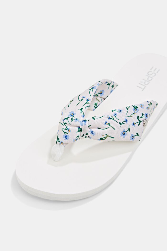 Thong sandals with a floral pattern, OFF WHITE, detail image number 4