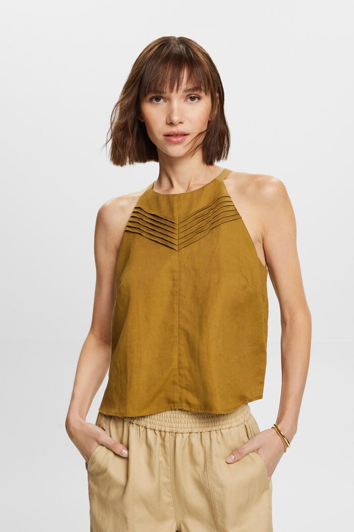 Camisole top, linen blend, TOFFEE, detail image number 0