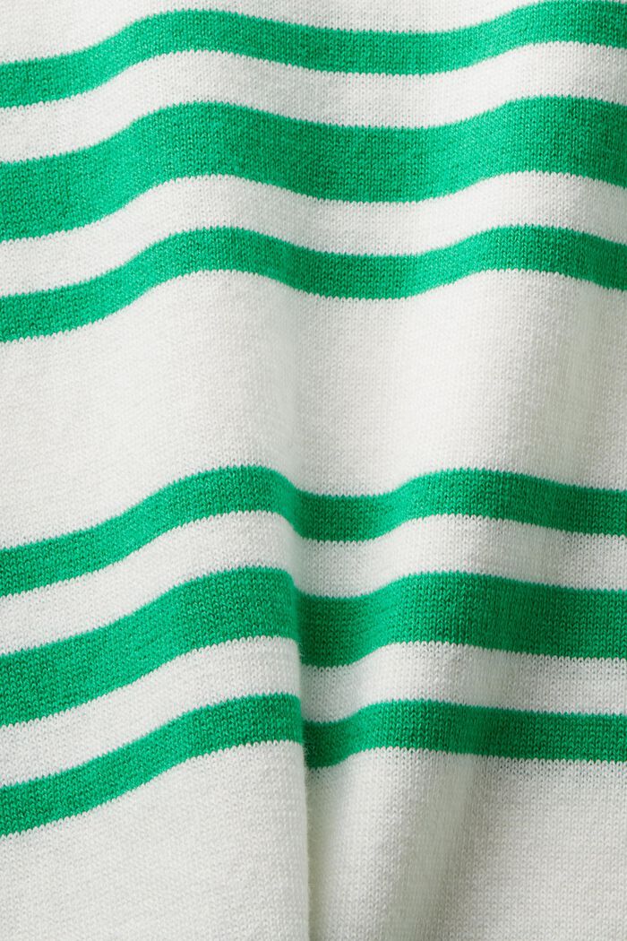 Striped Cotton V-Neck Sweater, GREEN, detail image number 5