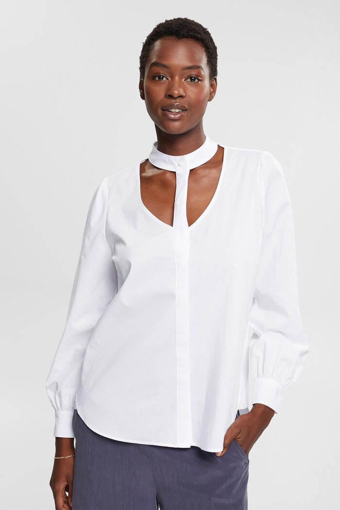 shirt blouse with cut-out, WHITE, detail image number 2