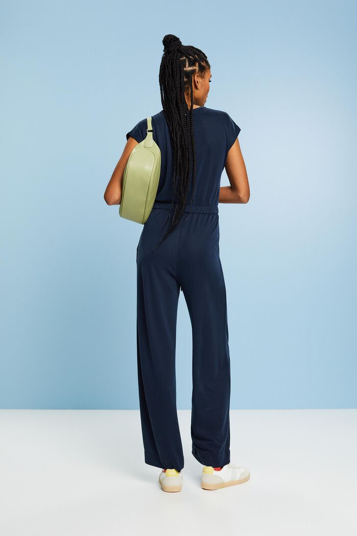 Permanent Crease Sleeveless Jumpsuit, NAVY, detail image number 3