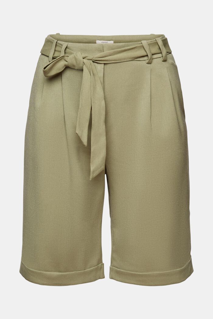 Bermuda shorts with waist pleats, LIGHT KHAKI, detail image number 7