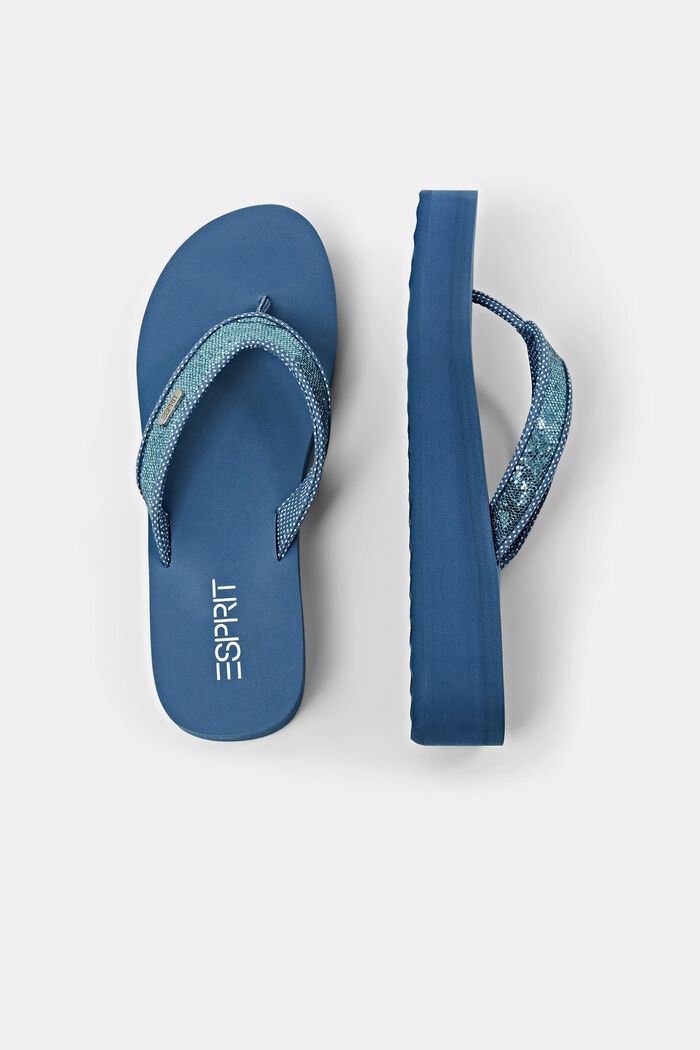 Platform Toe-Strap Slippers, BLUE, detail image number 5