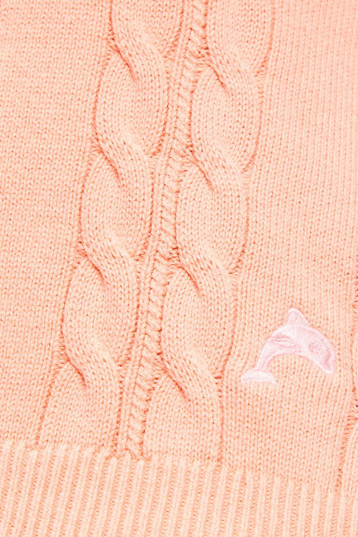 Dolphin logo cable sweater camisole, PINK, detail image number 4
