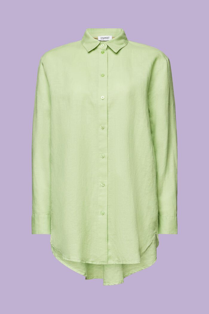 Linen-Cotton Shirt, LIGHT GREEN, detail image number 5
