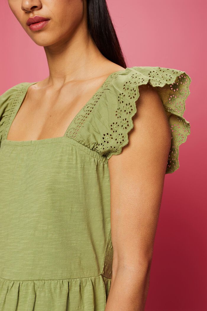 Jersey dress with embroidered lace sleeves, PISTACHIO GREEN, detail image number 2
