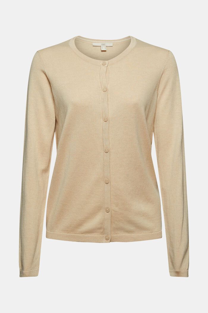 Cardigan made of blended organic cotton, BEIGE, detail image number 0