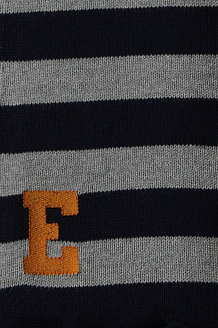 Striped scarf with fringes, NAVY, detail image number 2