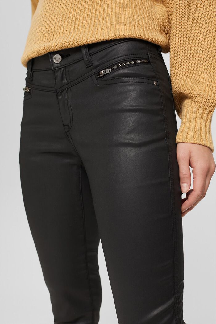 Coated trousers with zips, BLACK, detail image number 2