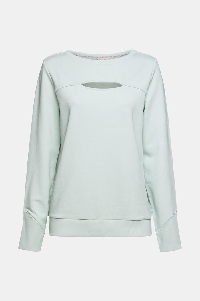 Sweatshirt with a cut-out, organic cotton blend, PASTEL GREEN, detail image number 6