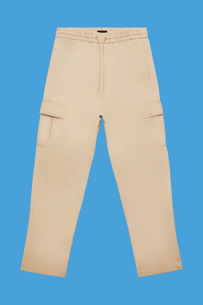 Cotton jogger-style tapered cargo trousers, SAND, detail image number 7