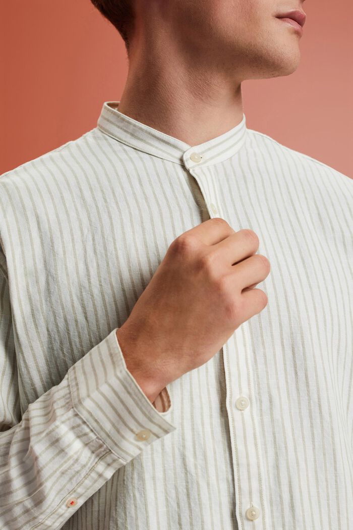 Striped shirt, linen blend, LIGHT GREEN, detail image number 2