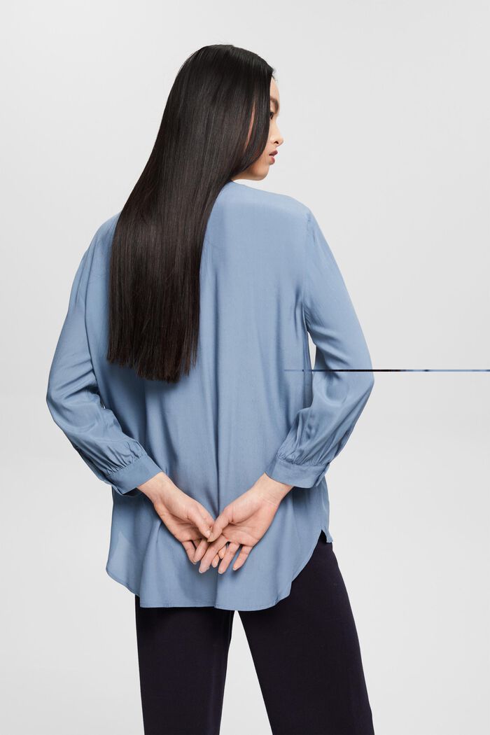 Tunic blouse with LENZING™ ECOVERO™, GREY BLUE, detail image number 3
