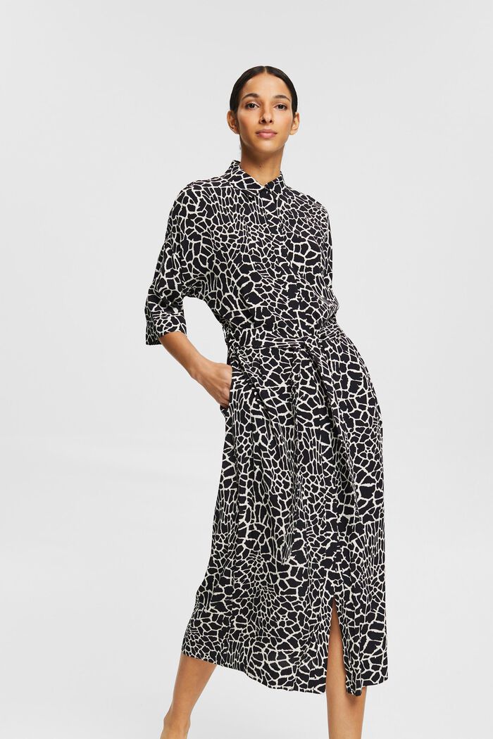 Shirt dress with LENZING™ ECOVERO™, BLACK, detail image number 0